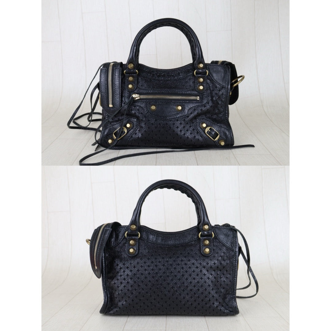 Very Good ( Rank A)｜Balenciaga Calf Leather Le City Mini Handbag Shoulder Bag Black｜S26022613