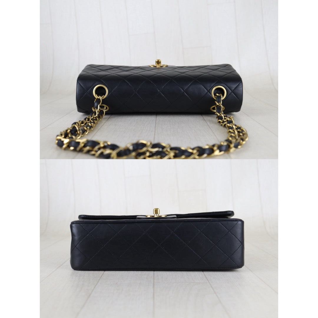 Good ( Rank AB)｜CHANEL Lamb Skin Matrasse Chain Double Flap 23 Shoulder Bag Black Made In 1989-1991Year｜H26013001
