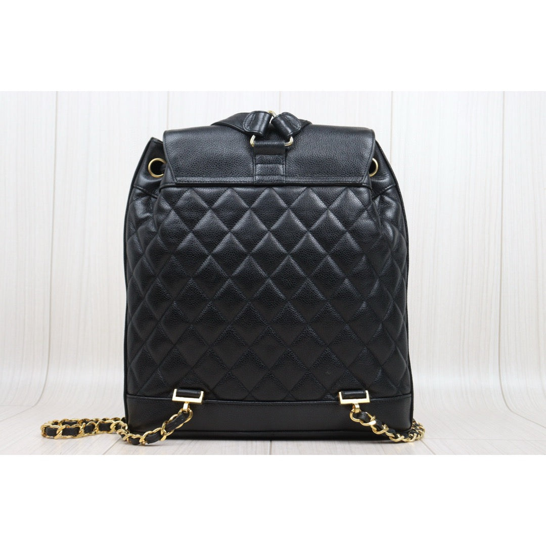 Include Entrupy Certificate of Authenticity｜Good ( Rank AB)｜CHANEL  Caviar Skin Leather Calf Backpack  Black Made in 1991-1994Year｜25042802