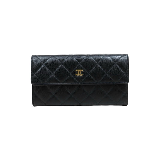 Include Entrupy Certificate of Authenticity｜Good ( Rank AB) ｜CHANEL Caviar Skin Black Long Wallet Made In 2014Year｜26052005