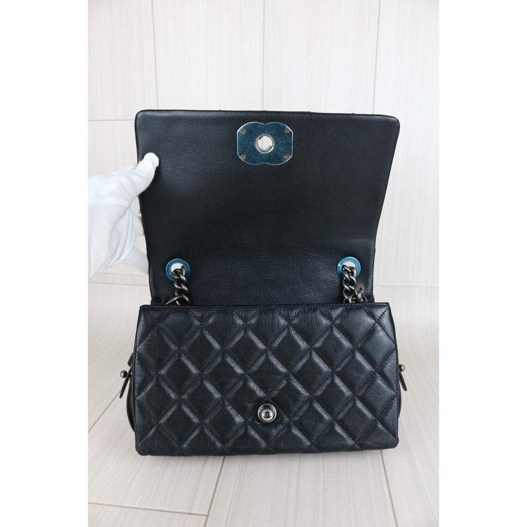 Very Good ( Rank A)｜ CHANEL City Rock Goatskin Single Flap Chain Shoulder Bag Black Made In 2015-2016 Year｜X25041402