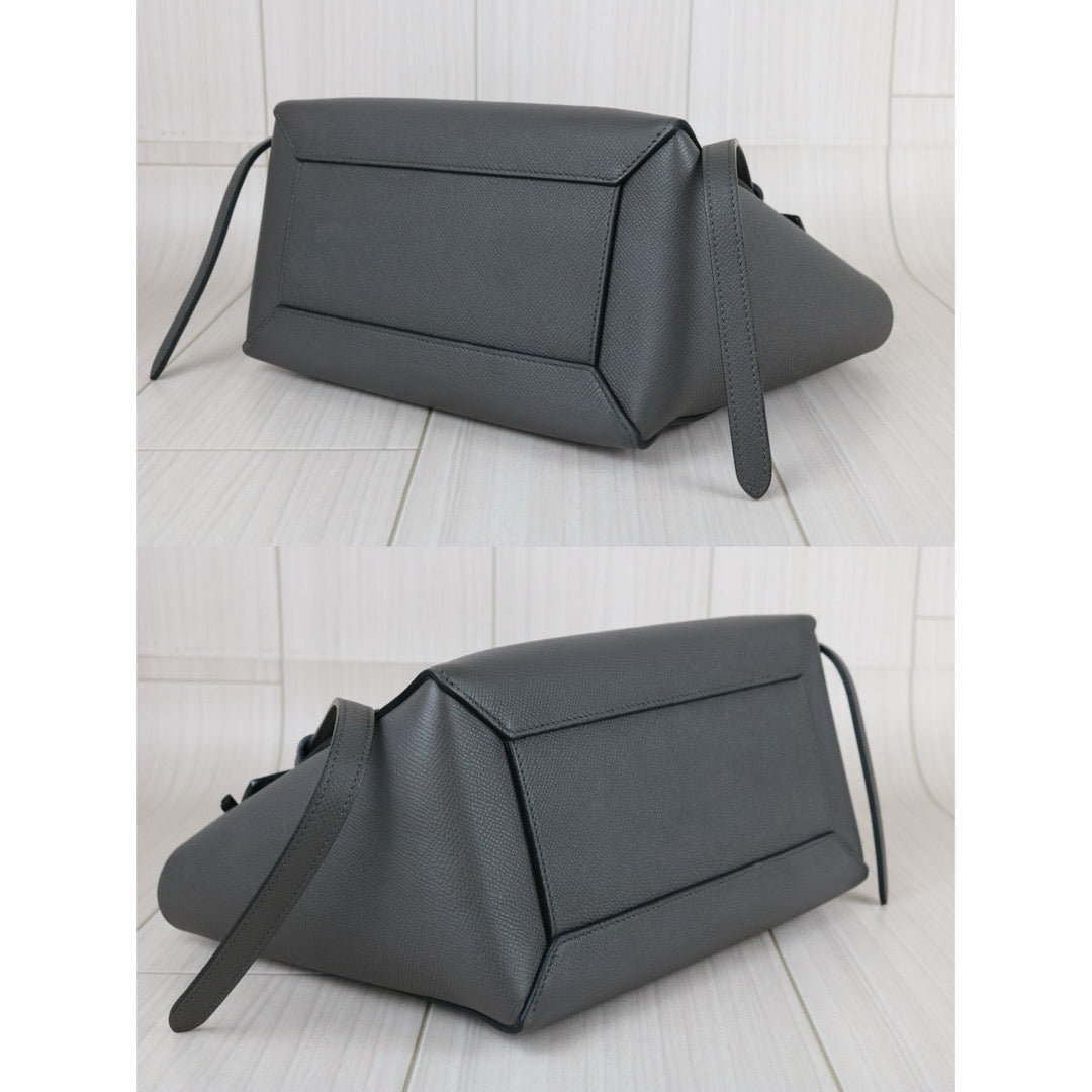 Very Good ( Rank A)｜CELINE Leather Calf Belt Micro Handbag Shoulder Bag Gray｜S25051304