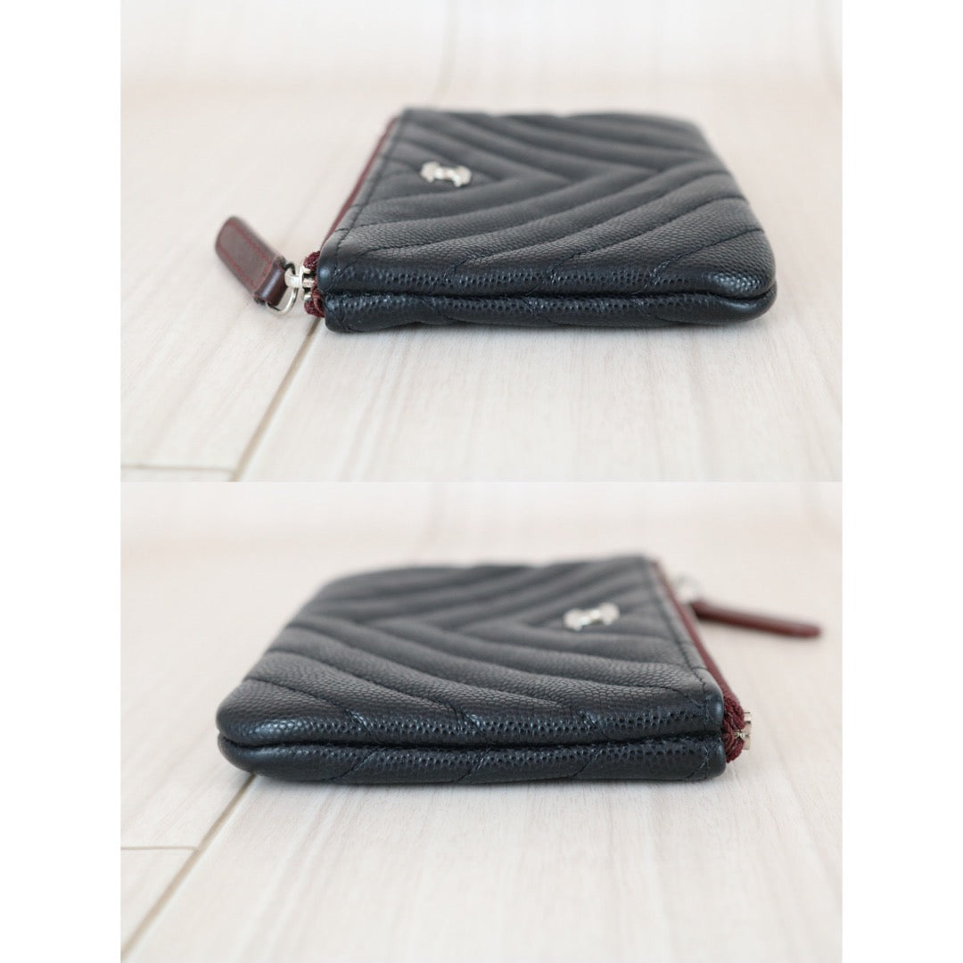 Good ( Rank AB)｜CHANEL Caviar Skin Calf Leather Card Holder Coin Purse Black Made In 2017Year｜X26030107