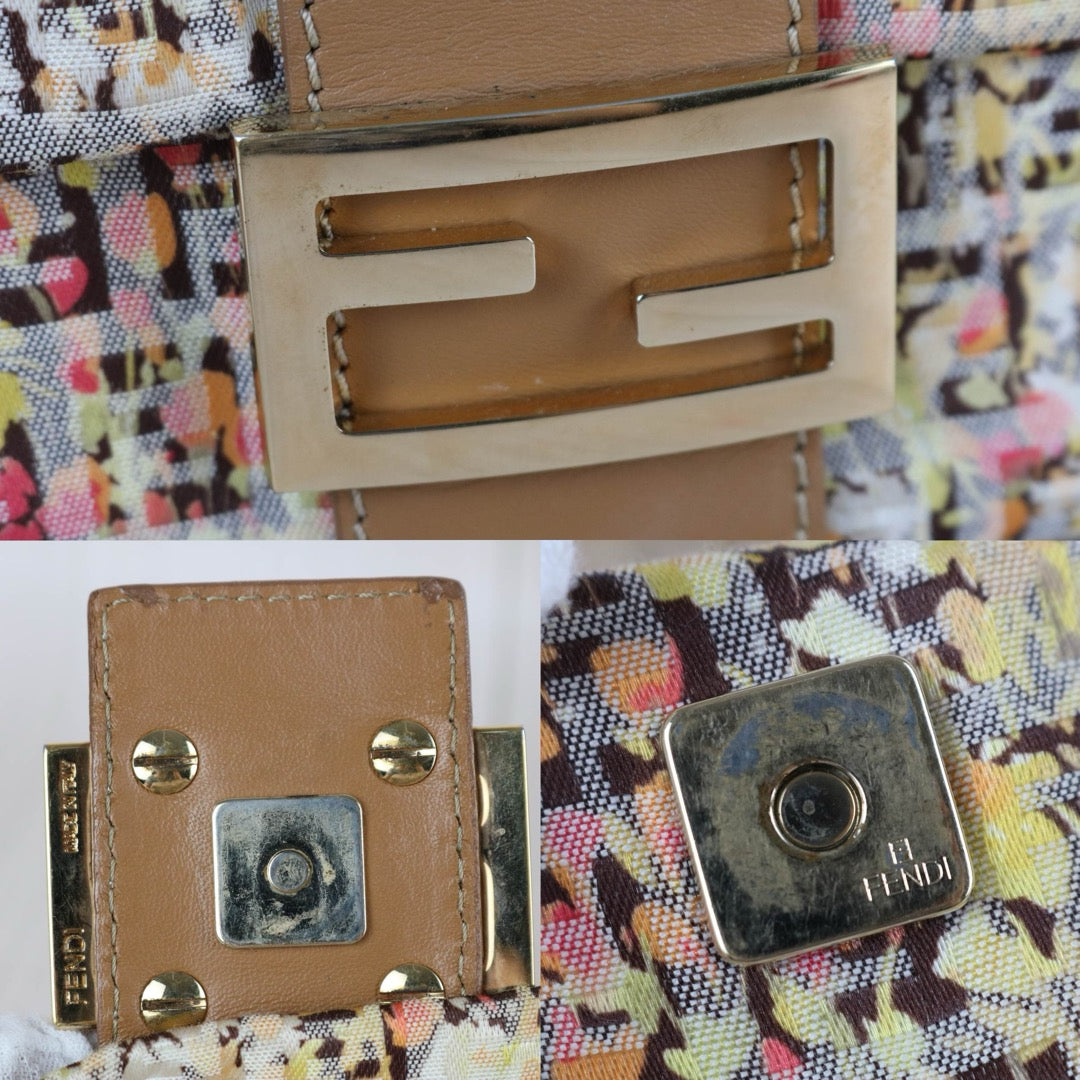 Include Entrupy Certificate of Authenticity｜Good ( Rank AB)｜ FENDI Zucca Mamma Baguette Floral Shoulder Bag Brown｜S26073108