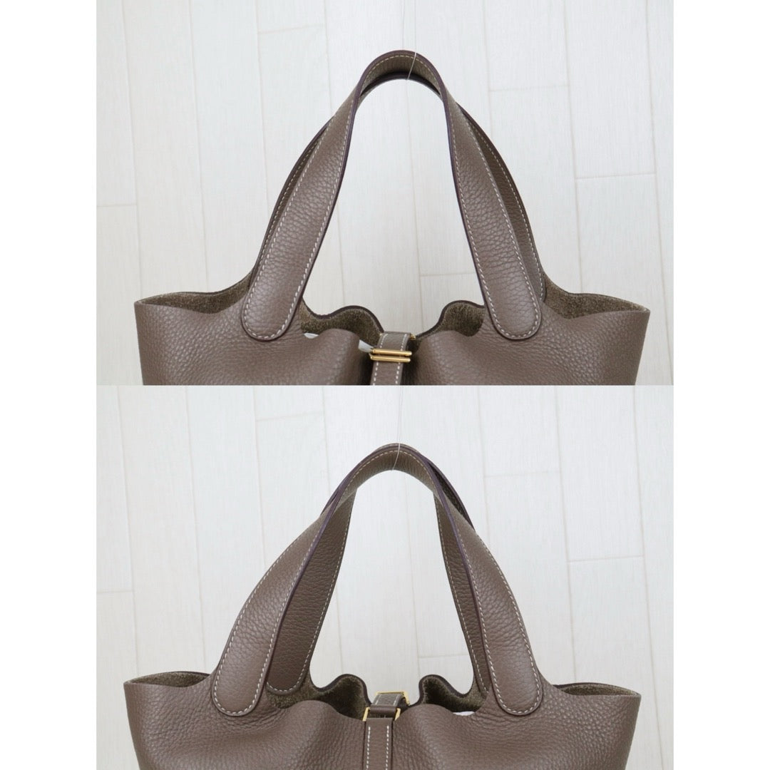 Good ( Rank AB)｜ Hermes Picotin Lock 22 TC Leather HandBag Etoupe Gray Z Stamp Made In 2021 Year｜H25081803