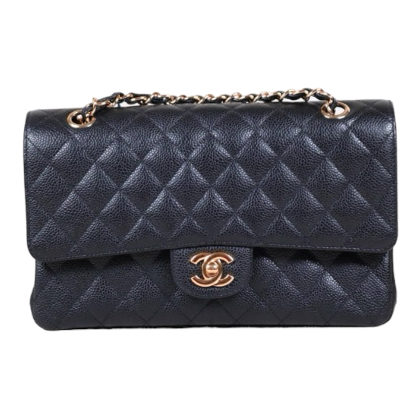 Rank A｜ CHANEL Caviar Skin Matrasse Double Flap 25 Shoulder Bag Black ｜S24040801