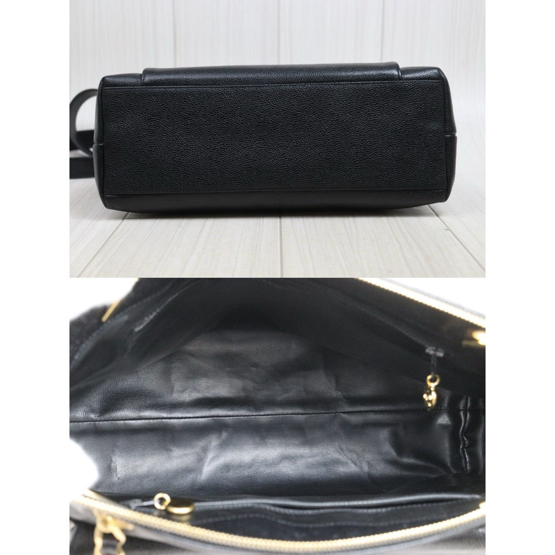 Include Entrupy Certificate of Authenticity｜Good ( Rank AB)｜ CHANEL Caviar Skin  Matrasse Chain Vintage Tote Shoulder Bag Black Made In 1994～1996Year｜S26052302