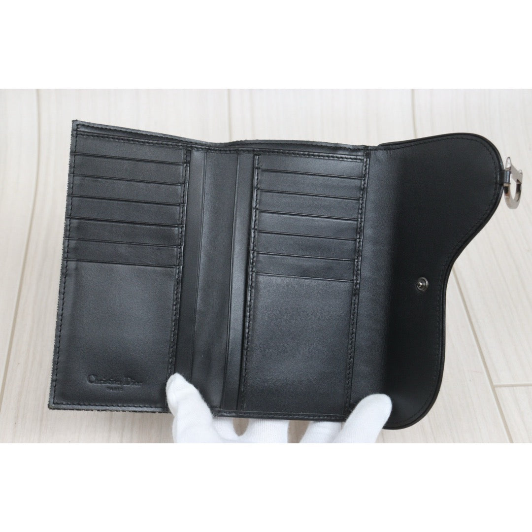 Include Entrupy Certificate of Authenticity｜Very Good ( Rank A)｜Dior Trotter Montaige  Oblique Saddle Lotus Wallet Black｜26101901