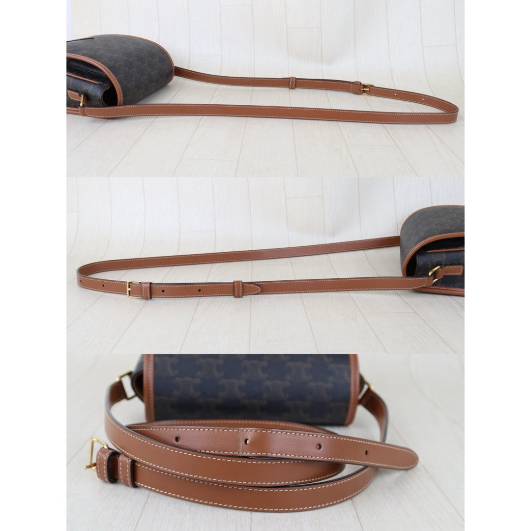 Very Good ( Rank A) ｜ CELINE Macadam Triomphe Cross Body Shoulder Bag Current Model｜S26022801