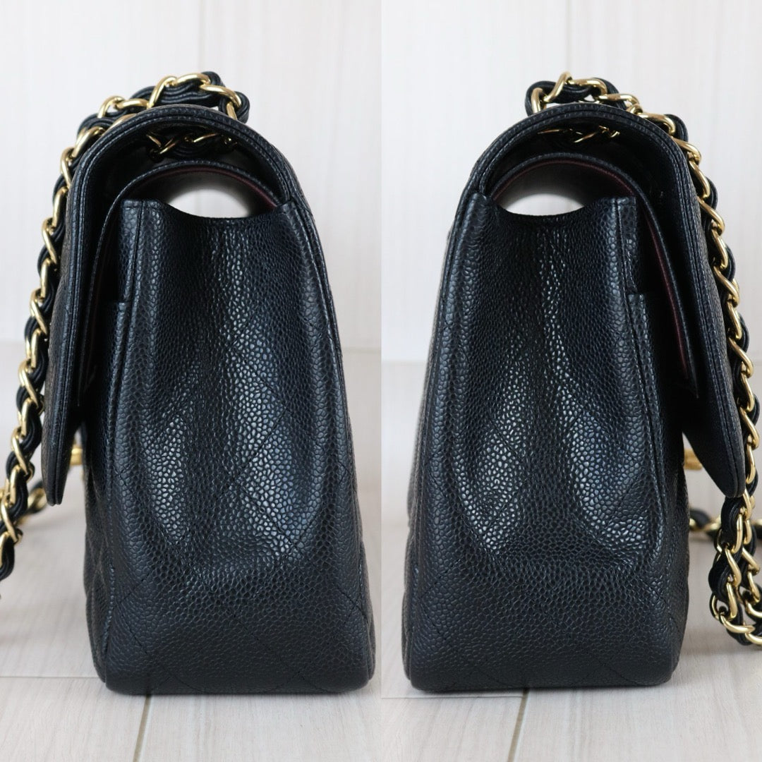 Very Good ( Rank A)｜Full Set CHANEL Matrasse Chain Caviar Skin Jumbo Black  Made In 2010-2011 Year｜S25121105