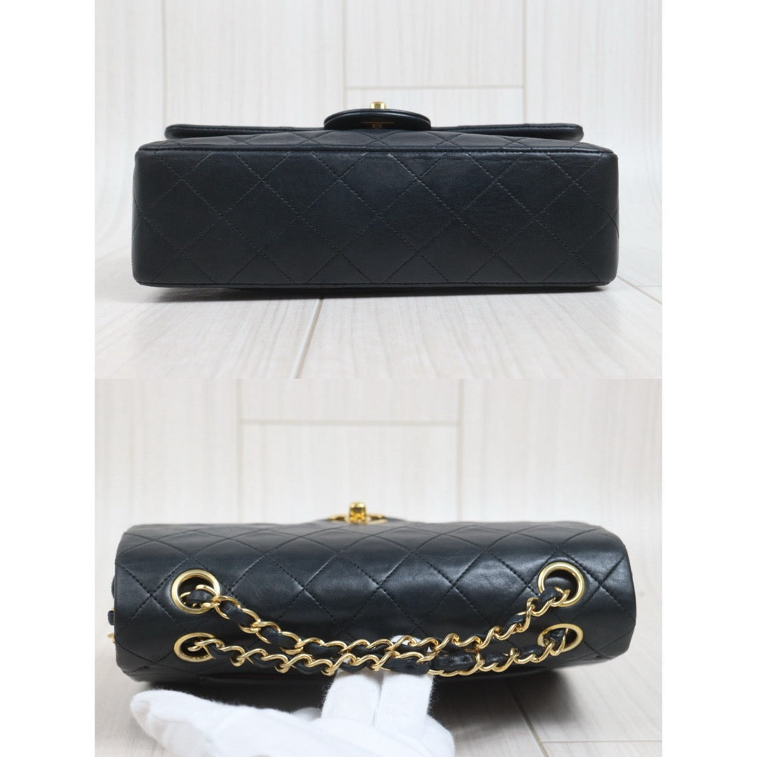 Include Entrupy Certificate of Authenticity｜Good ( Rank AB)｜ CHANEL Lamb Skin Matrasse Chain Double Flap 25 Shoulder Bag  Black Made In 1989-1991 Year｜S26083009