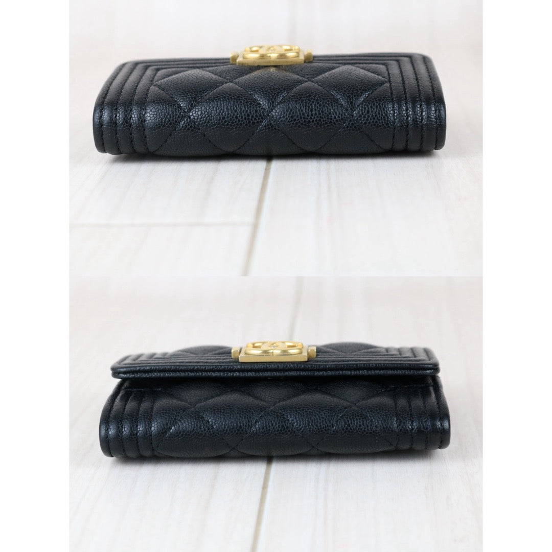 Include Entrupy Certificate of Authenticity｜Excellent（Rank SA）｜Full Set Chanel Caviar Skin Black Leboy Card Holder Made In 2019Year ｜X26051703
