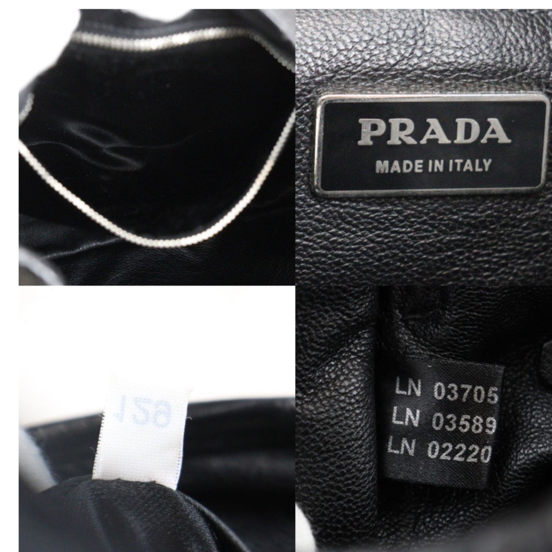 Rank A｜Prada Black Crocodile Leather Sheepskin Shoulder Bag｜Q23121909