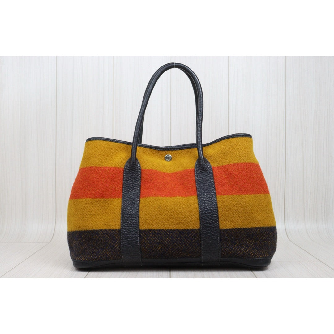 Include Entrupy Certificate of Authenticity｜Very Good ( Rank A)｜ HERMES Woolen Garden Party 36 Handbag □F Stamp Made In 2002 Year｜26041409