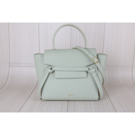 Very Good ( Rank A)｜CELINE  Calf Leather Belt Nano Handbag Shoulder Bag Sage Green｜X25091404