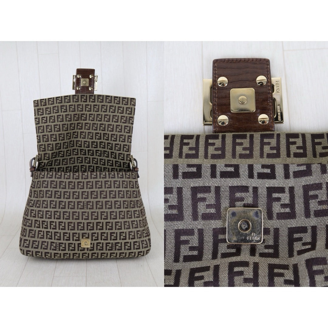Include Entrupy Certificate of Authenticity｜Good ( Rank AB)｜ FENDI Zucca Mamma Baguette Shoulder Bag ｜S26071701
