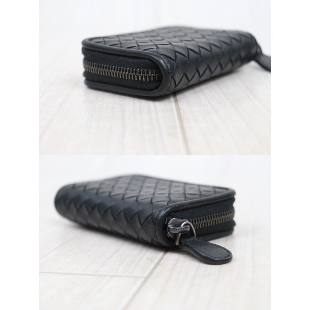 Very Good ( Rank A)｜ Bottega Veneta Leather Braid Black Wallet Card Holder Coin Purse｜25071005