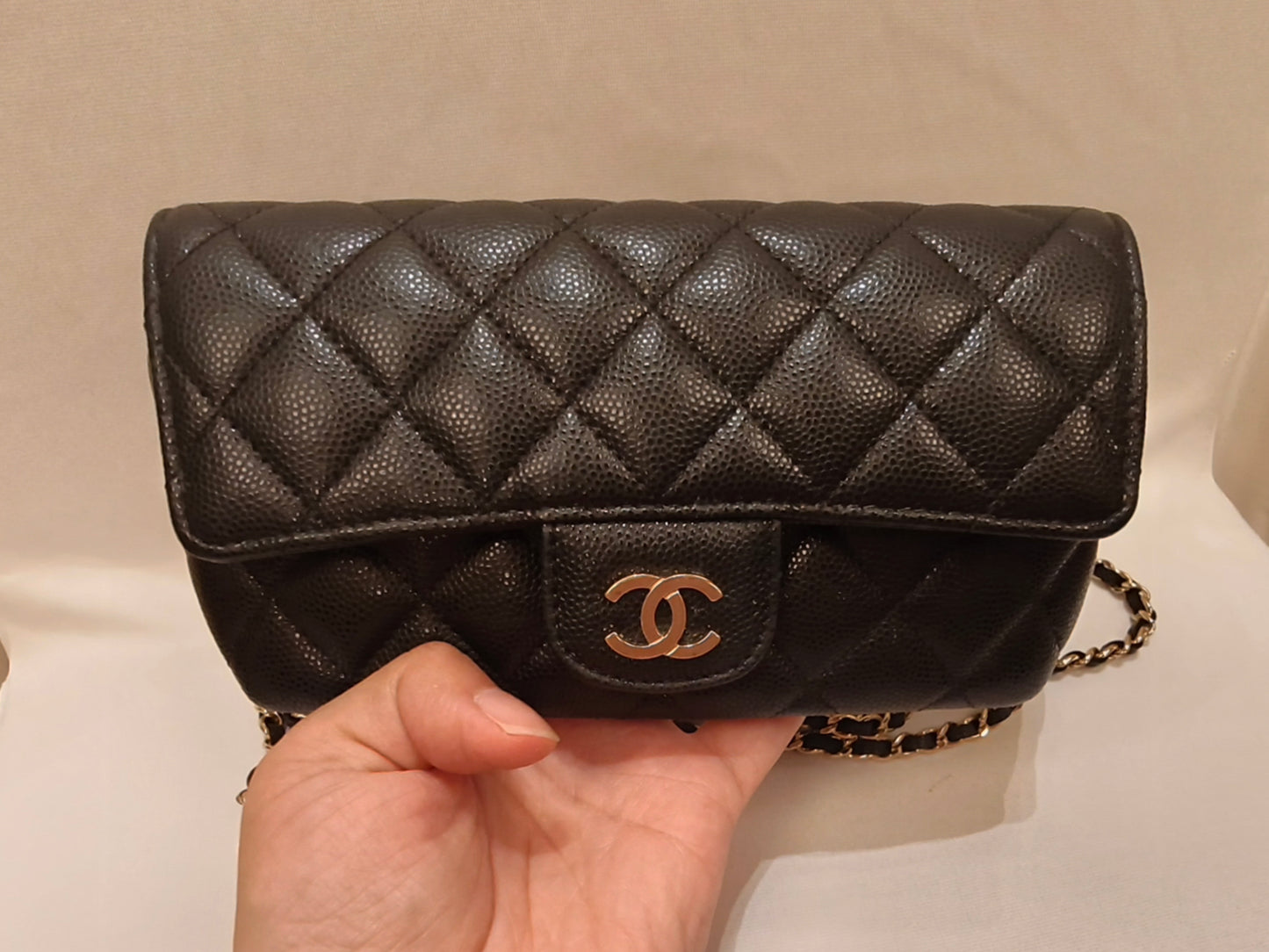 Include Entrupy Certificate of Authenticity｜Very Good ( Rank A)｜ CHANEL Caviar Skin  Calf Leather Black Shouldrr Bag