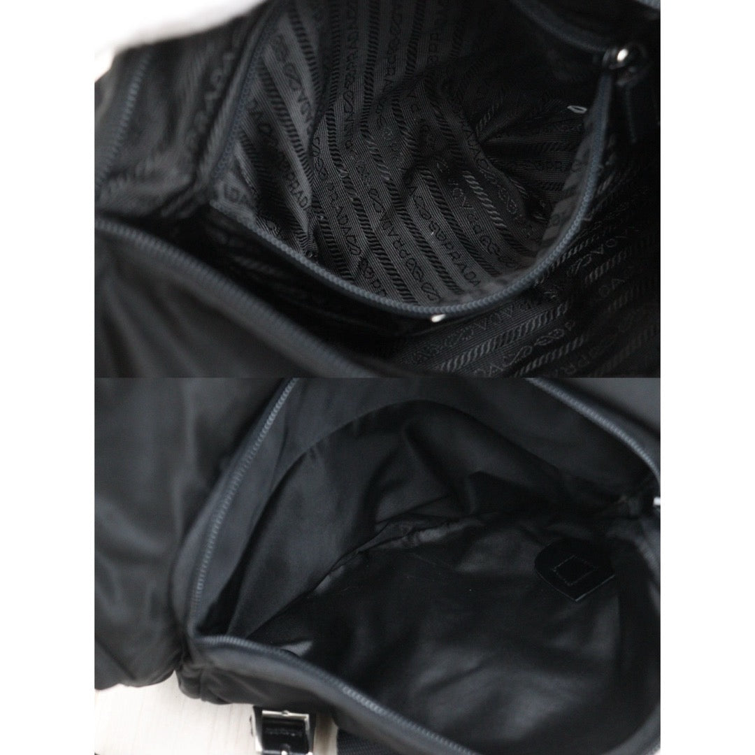 Very Good ( Rank A) ｜Prada  Nylon ShoulderBag Black Silver Hardware｜25101505