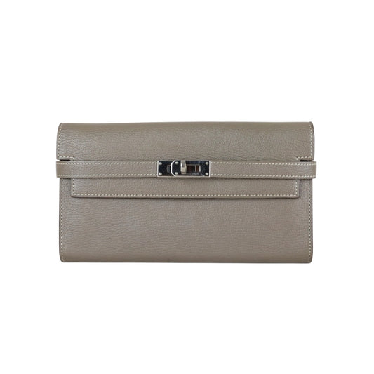 Excellent（Rank SA)｜ HERMES Epson Skin Kelly Wallet Blue Jean □Q Stamp Made In 2013Year｜W25081404