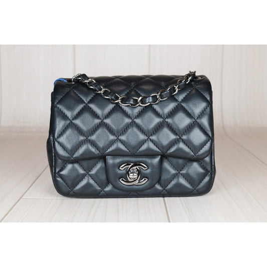 Very Good ( Rank A)|CHANEL Lamb Leather Square 17 Shoulder Bag Black Made In 2017 Year|S24071003
