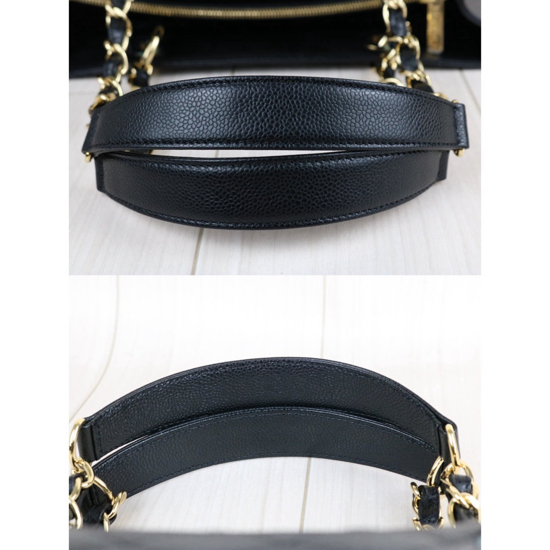 Include Entrupy Certificate of Authenticity｜Excellent( Rank SA) ｜ CHANEL Caviar Skin Matrasse Chain GST Tote Bag  Black  Made In 2013-2014Year｜S26070203