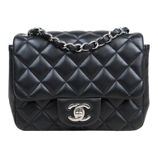 Rank A ｜CHANEL Lamb Leather Square 17 Shoulder Bag Black  Made In 2019-2020｜23112715