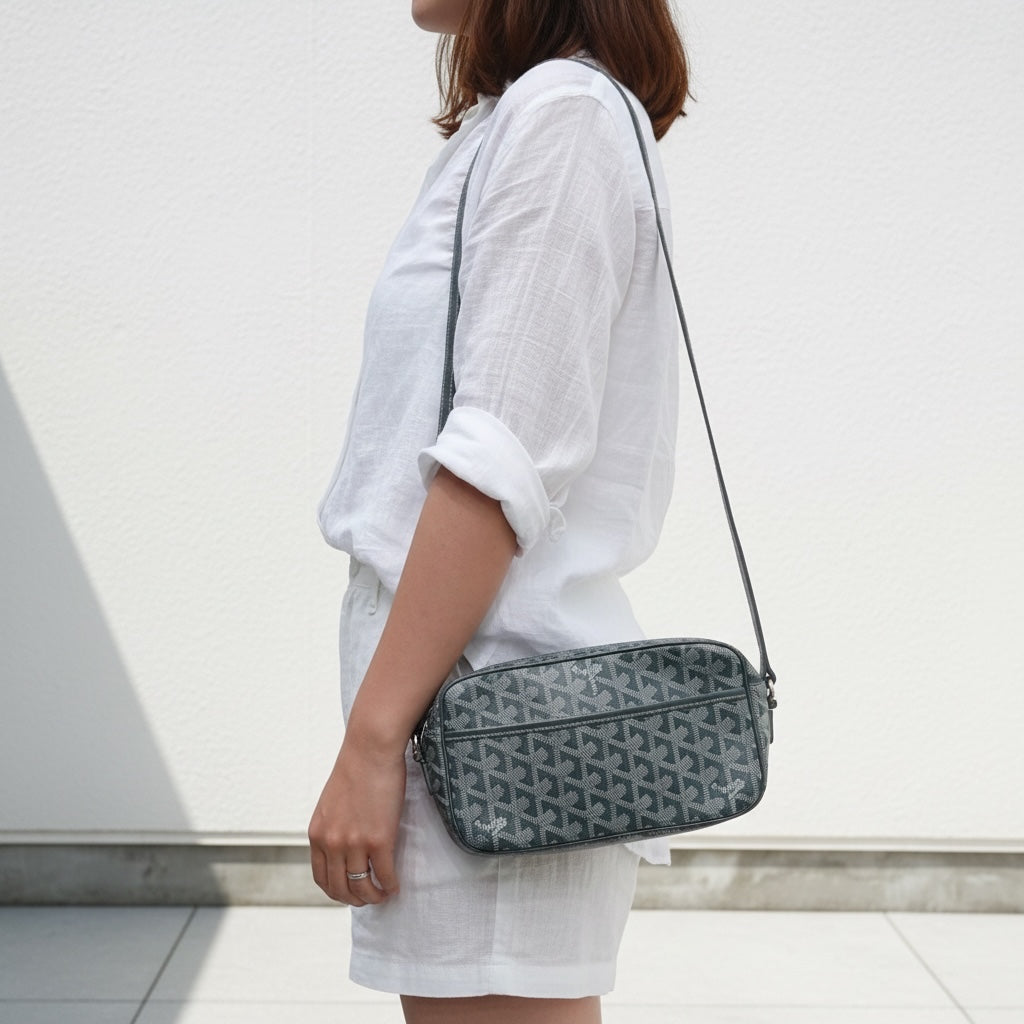 Include Entrupy Certificate of Authenticity｜Very Good ( Rank A) ｜ Goyard Cap Vert Shoulder Bag Grey｜S25112906