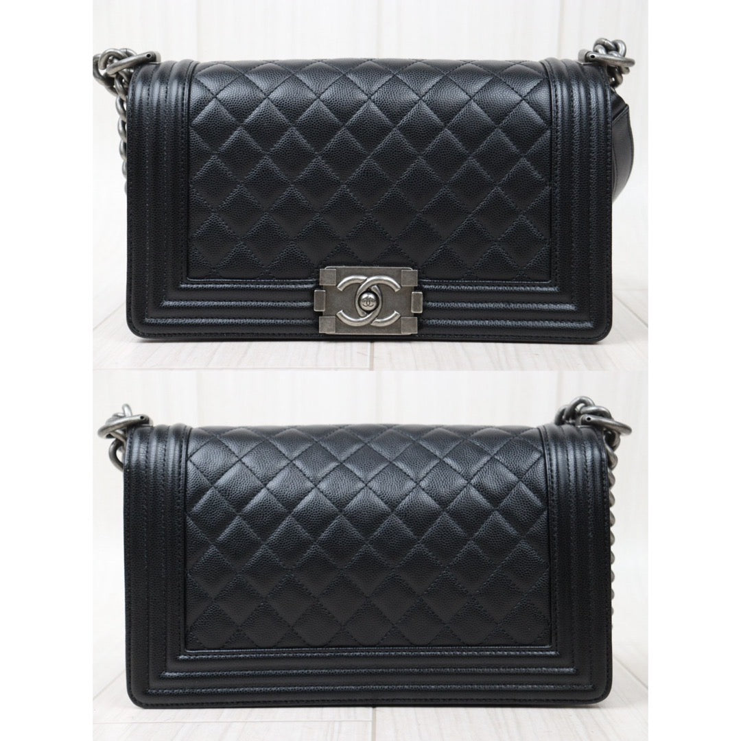 Rank A ｜CHANEL Caviar Skin  LeBoy Chain Shoulder Bag Medium Black  Made In 2018Year｜S24052207