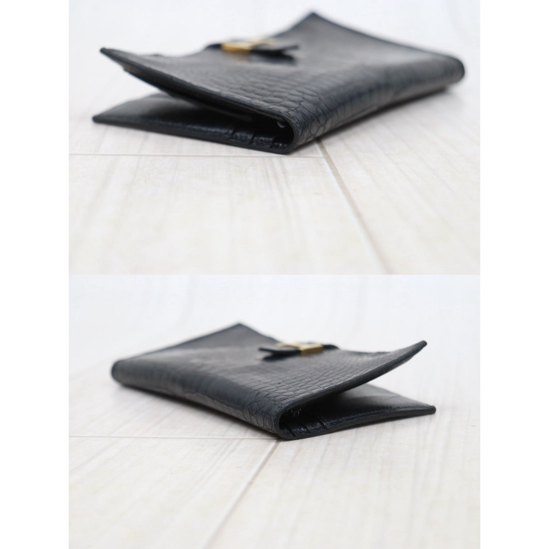 Good ( Rank AB)｜ HERMES Bearn Black Crocodile skin Long Wallet 〇V Stamp Made In 1992Year｜25112604