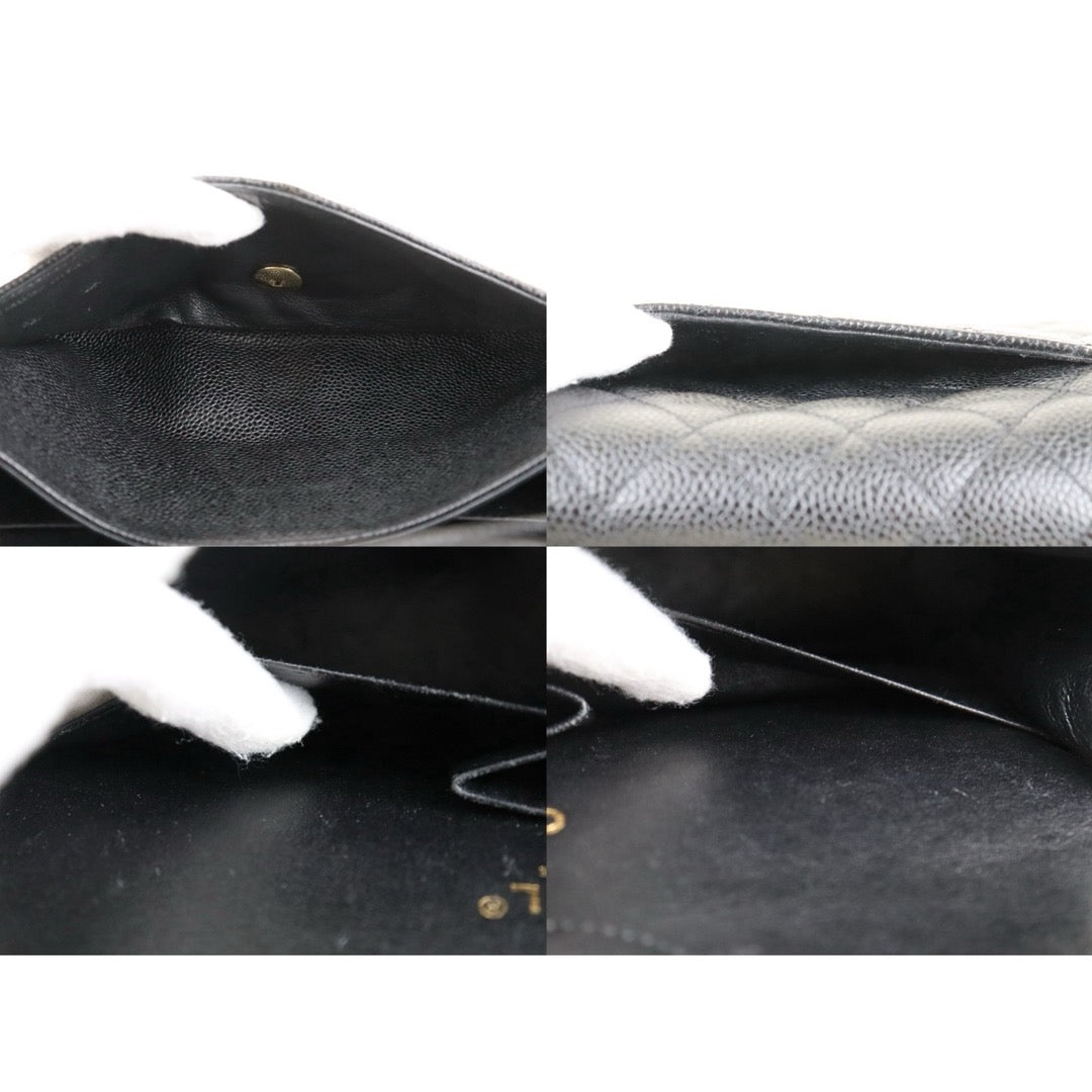 Include Entrupy Certificate of Authenticity｜Very Good ( Rank A)｜ CHANEL Caviar Skin Matrasse Chain Double Flap 25 Shoulder Bag Black Made In 2009-2010Year  ｜S26051514