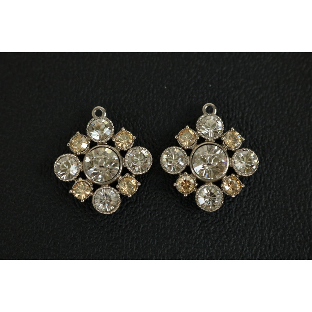 Very Good ( Rank A) ｜CHANEL COCO Mark Colorblock Rhinestone Earrings ｜F25012307