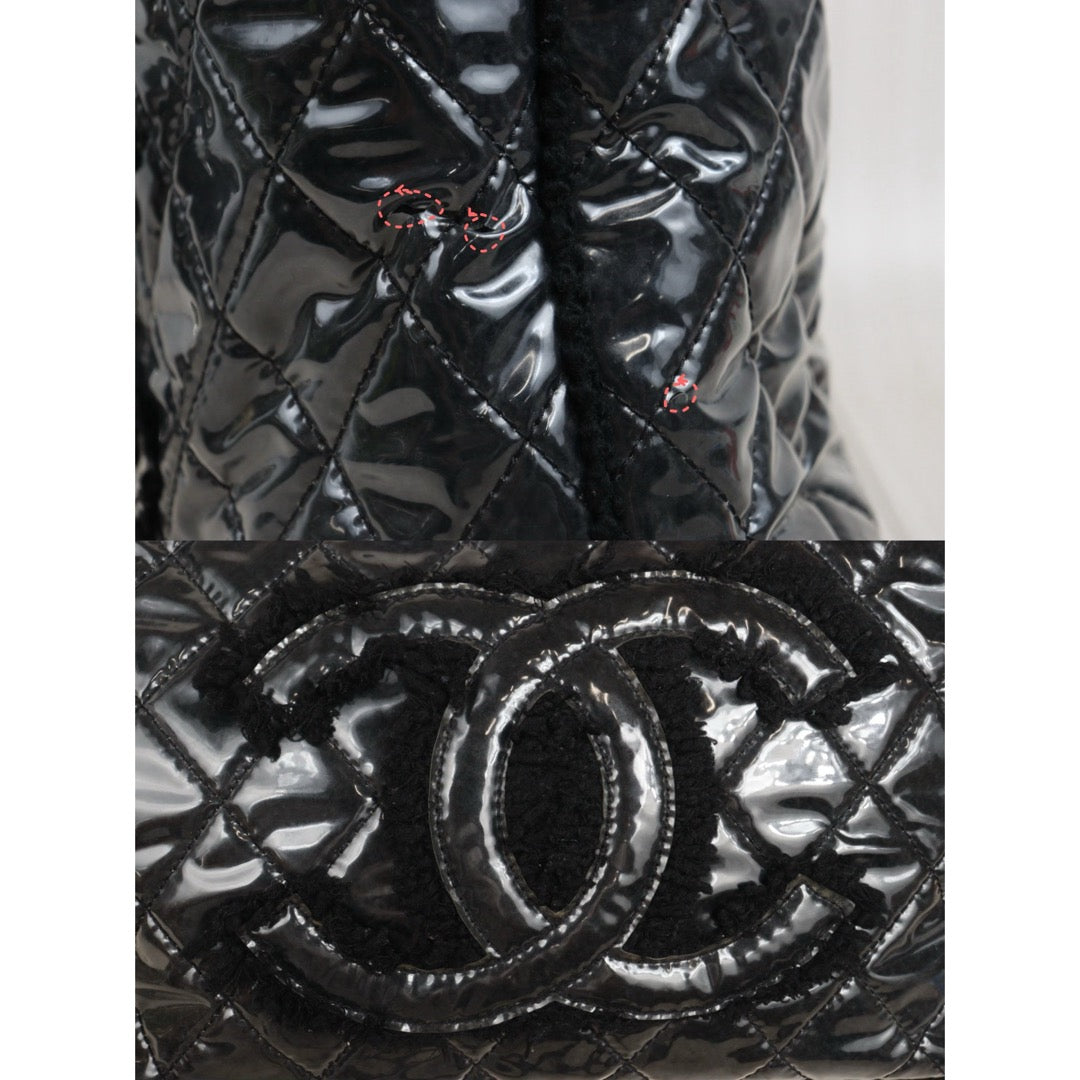 Good ( Rank AB)｜ CHANEL Matrasse Chain Plastics Tote Bag Black  Made In 2009-2010 Year｜25092612