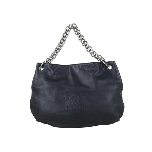 Include Entrupy Certificate of Authenticity｜Very Good ( Rank A)｜ CHANEL Lamb Skin Soft And Chain  Hobo Bag  Black Made In 2006-2008 Year｜S26090736
