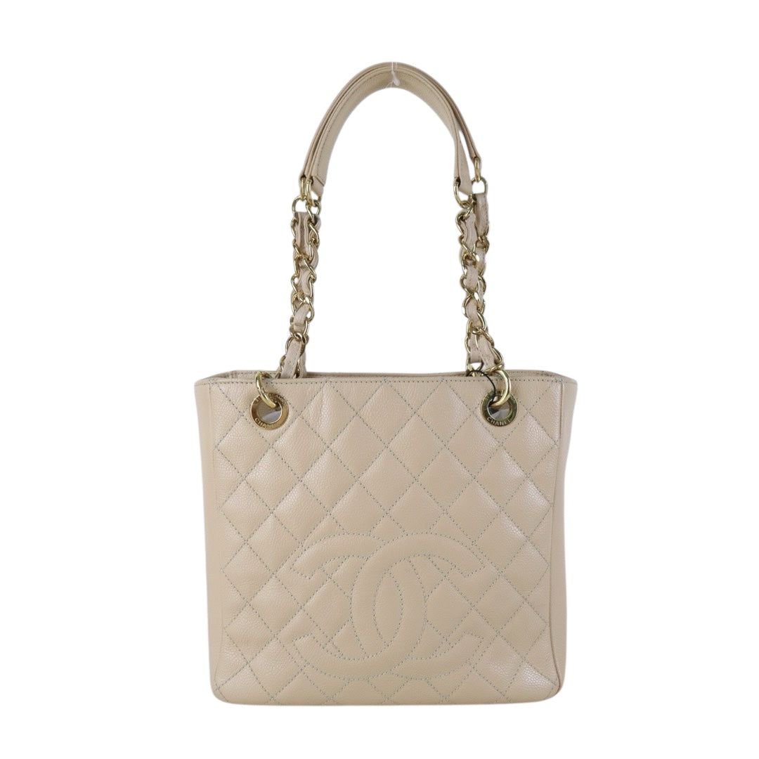 Include Entrupy Certificate of Authenticity｜Good ( Rank AB)｜ CHANEL Matrasse PST Chain Tote Bag Caviar Skin Beige  Made In 2011 Year｜S26090710