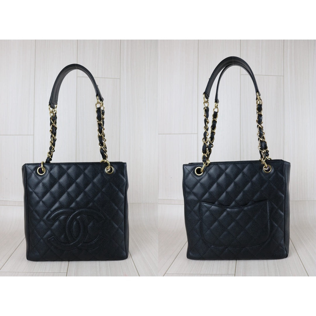 Include Entrupy Certificate of Authenticity｜Very Good ( Rank A)｜ CHANEL Matrasse PST Chain Tote Bag Caviar Skin Black  Made In 2003-2004 Year｜S26073111