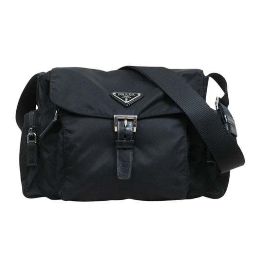 Good ( Rank AB) ｜Prada  Nylon Shoulder Bag  Black PM Silver Hardware｜26021604