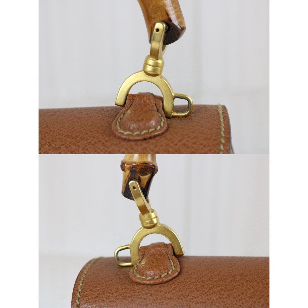 Include Entrupy Certificate of Authenticity｜Good ( Rank AB)｜  GUCCI Bamboo Calf Leather Caramel HandBag ShoulderBag ｜S26073107