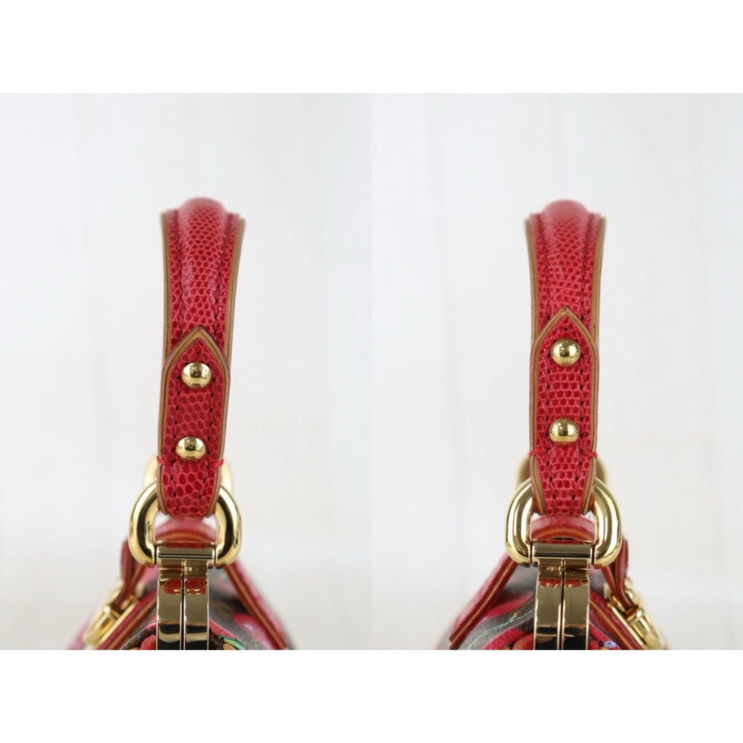 Include Entrupy Certificate of Authenticity｜Very Good ( Rank A) ｜ Louis Vuitton Takashi Murakam Cherry Monogram Sac Fermoir HandBag Limited Edition｜H26012801