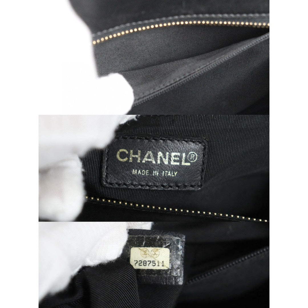 Good ( Rank AB)｜ CHANEL Choco Bar Lambskin Shoulder Bag Black Made In 2002～2003 Year ｜P24073006