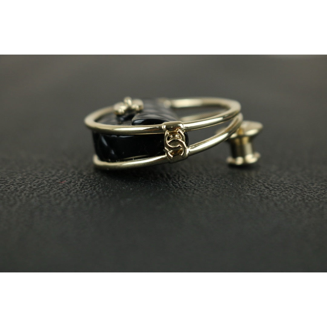 Excellent（Rank SA）｜ CHANEL  Coco Mark Flip Bag Ring  Brooch Black｜F25021114