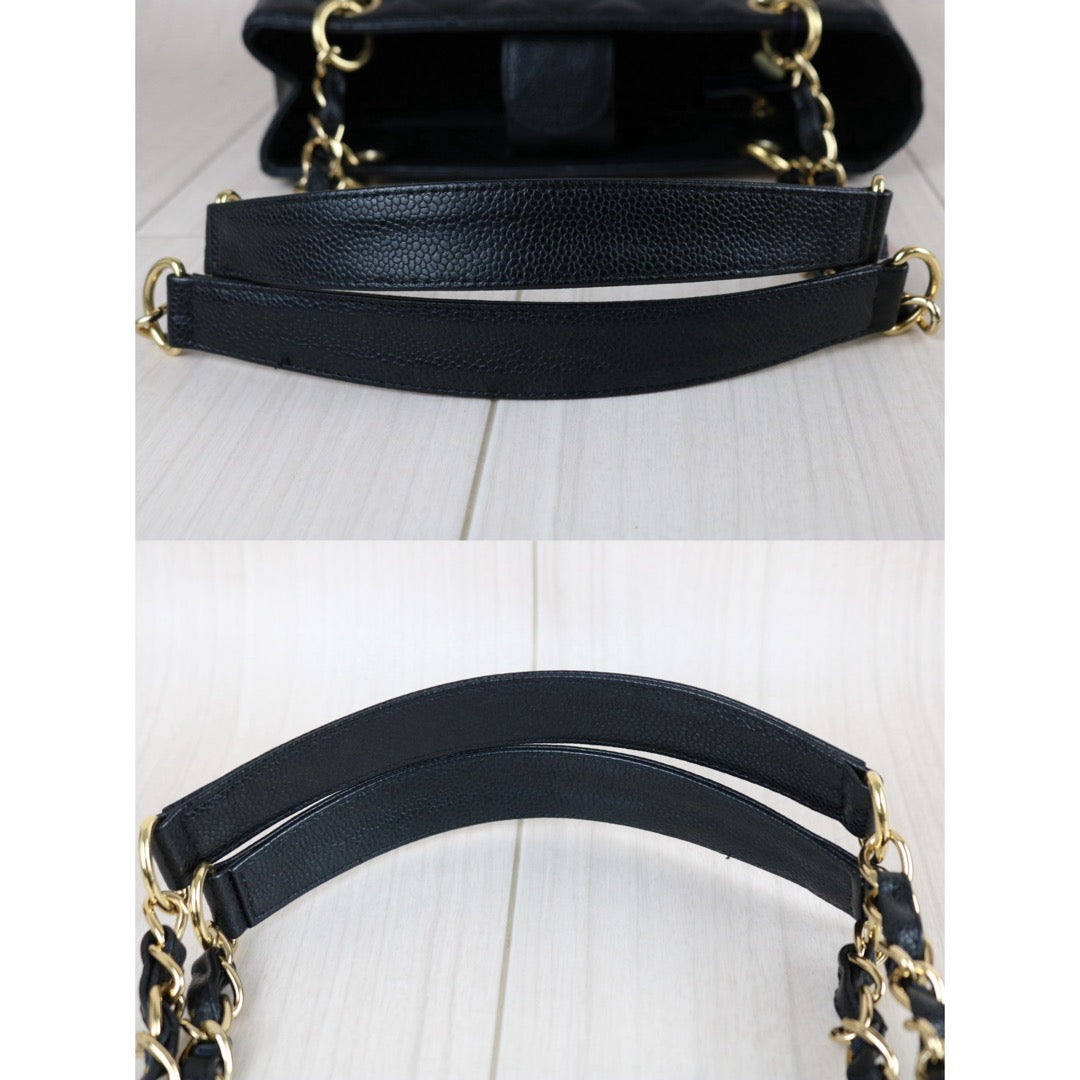 Include Entrupy Certificate of Authenticity｜Very Good ( Rank A)｜ CHANEL Matrasse PST Chain Tote Bag Caviar Skin Black  Made In 2003-2004 Year｜S26073111