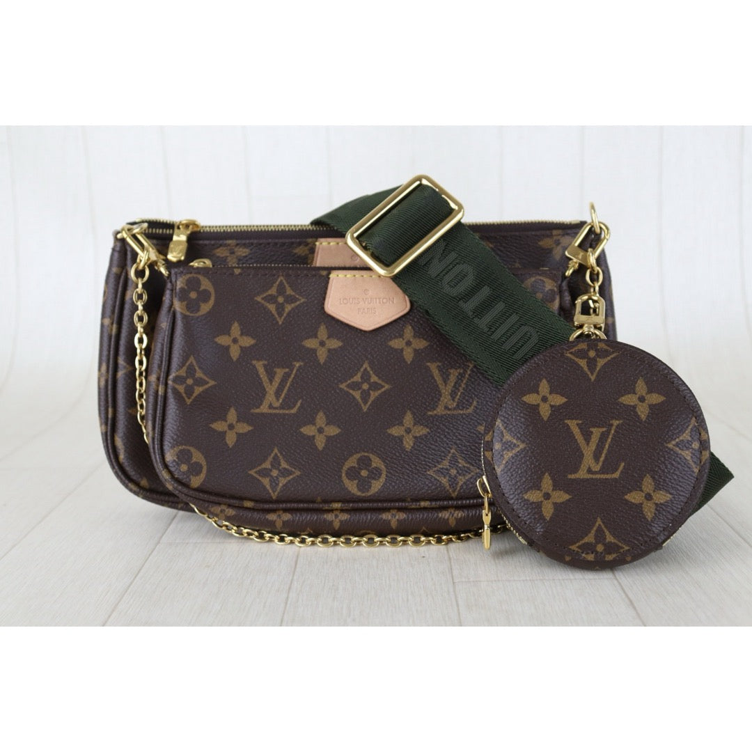Include Entrupy Certificate of Authenticity｜Very Good ( Rank A)｜ Louis Vuitton Monogram Multi Pochette Accessoire Khaki｜Z26092911
