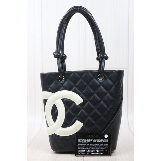 Good ( Rank AB) ｜ CHANEL Cambon Line Mini ToteBag Black White Made In 2003-2004 Year｜V24103117