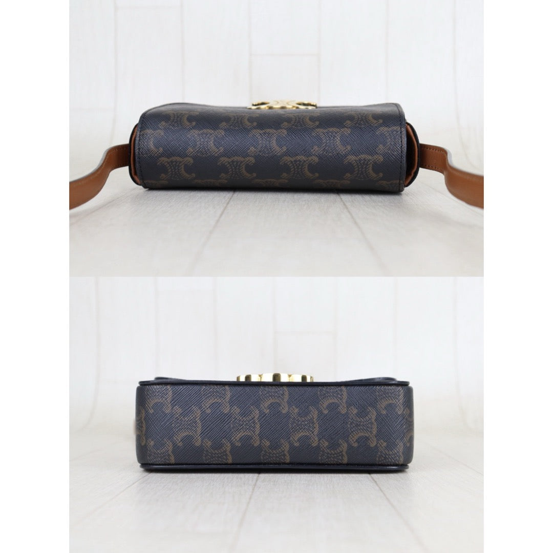 Include Entrupy Certificate of Authenticity｜Very Good ( Rank A) ｜ CELINE Macadam Triomphe Teen Shoulder Bag｜S26030101