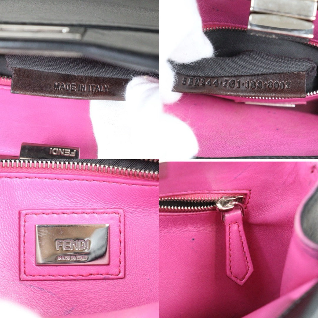 Fair ( Rank B) ｜ FENDI Calf Leather Peekapoo iconic mini Handbag With Shoulder Bag Black｜H25063013