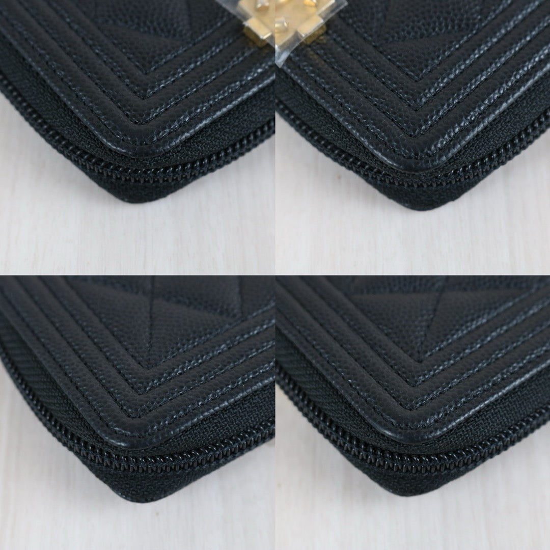 Very Good ( Rank A)｜Chanel Caviar Skin Leboy Wallet Black Made In 2020Year ｜S25072104