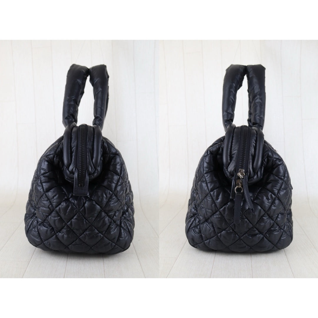 Include Entrupy Certificate of Authenticity｜Very Good ( Rank A)｜ CHANEL COCOON Down Tote Hand Bag  Black Made in 2011Year ｜H26011402