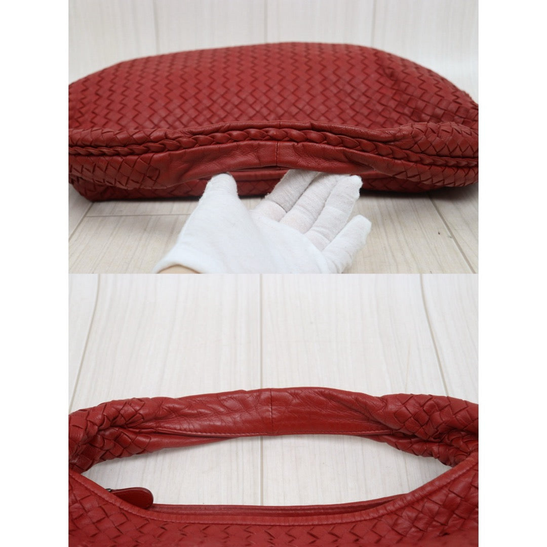 Good ( Rank AB)｜ Bottega Veneta Lamb Skin Braid Shoulder Bag Red｜V25060510