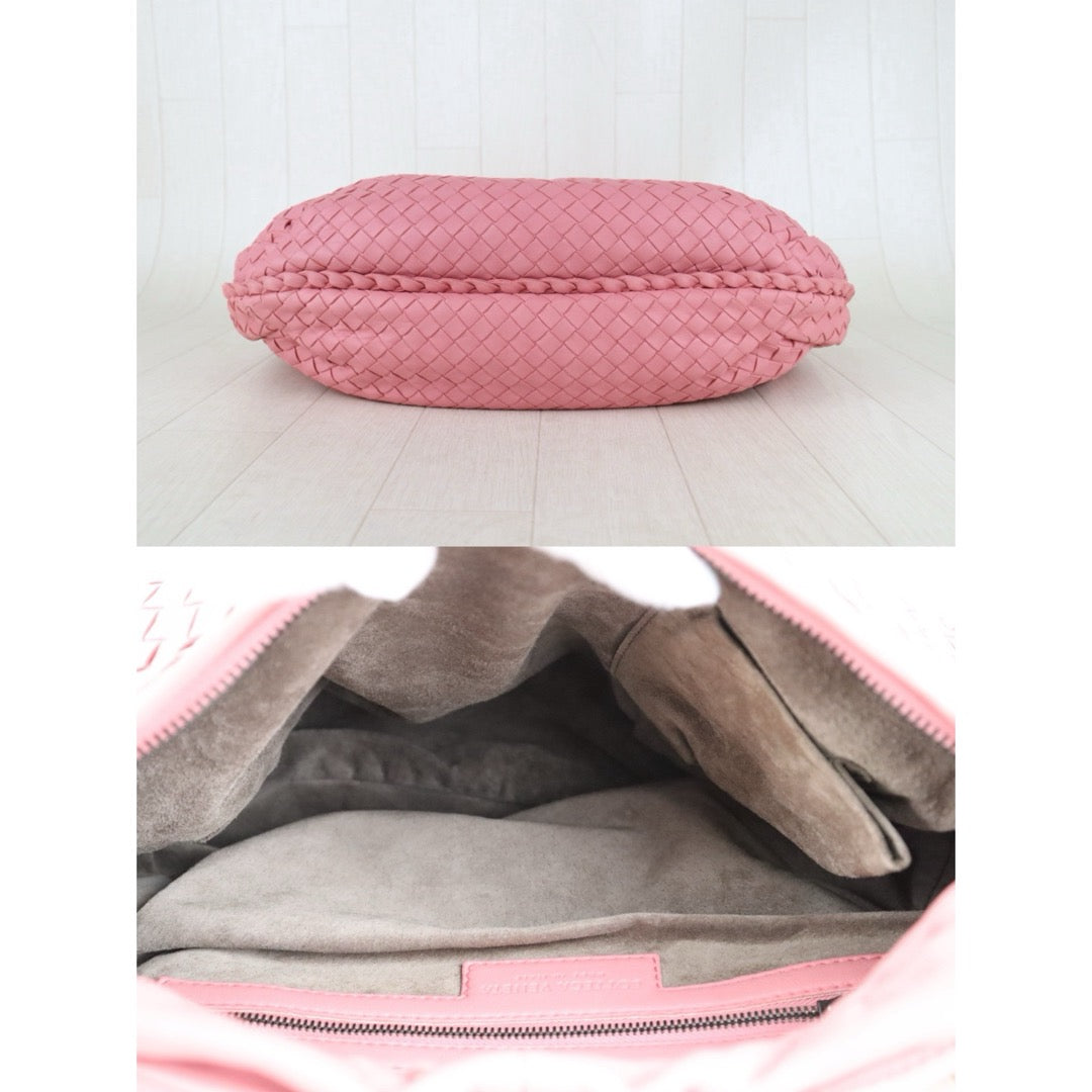 Include Entrupy Certificate of Authenticity｜Very Good ( Rank A)｜ Bottega Veneta Lamb Skin Braid Shoulder Bag  Pink｜S26052516